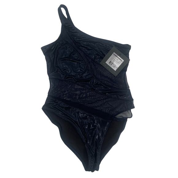 NORMA KAMALI Snake Mesh Mio Swimsuit SZ Small NWT True Navy Metallic Swim Beach - Picture 4 of 15
